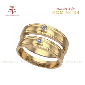 Nhẫn cưới Vàng Đính kim cương - KCM NC34