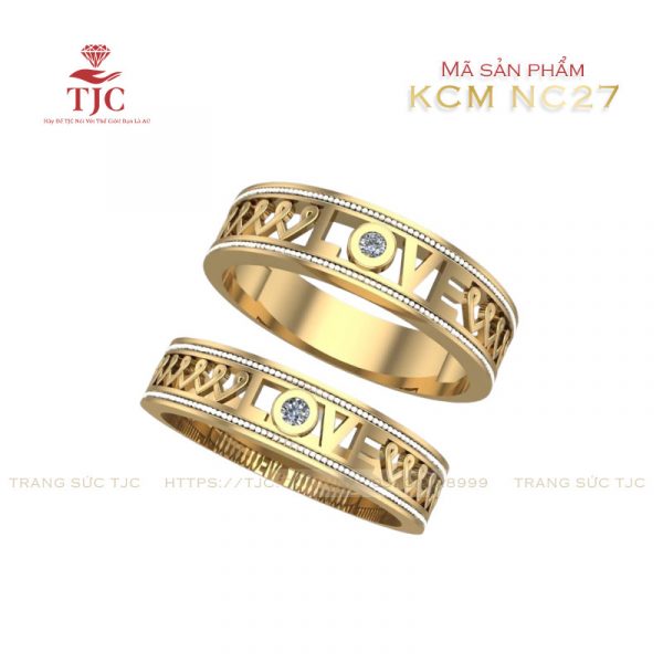 Nhẫn cưới Vàng Đính kim cương - KCM27