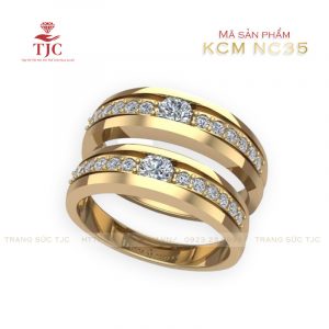 Nhẫn cưới Vàng Đính kim cương - KCM NC35