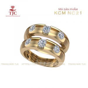 Nhẫn cưới Vàng Đính kim cương - KCM NC21